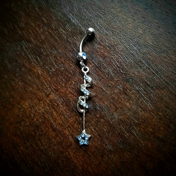 3 for $15 Bellybutton Rings - Blue Spiral w/ Star - Picture 1 of 1